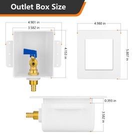 HeSun PEX Crimp Ice Maker Outlet Box,Inlet 1/2 Inch F1807 x Outlet 1/4 Inch OD Compression Connection,with 1/4 Turn Shut Off Valve