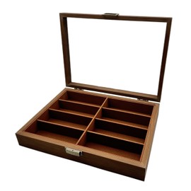 Haverain Antique Glasses Storage Box, Sunglasses Storage Case, Collection Case, Accessories Storage, Wooden, Holds 8-Slot