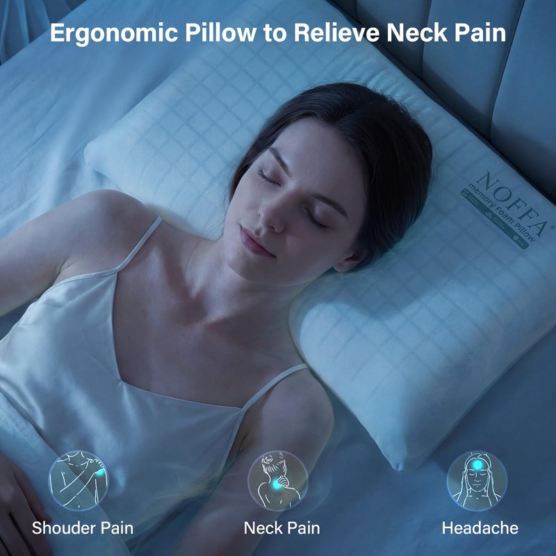 Cooling Memory Foam Pillow, Bed Pillow, Medium Soft Feel Neck