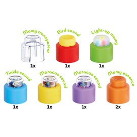 Quercetti Momy Soft Sensory Blocks, Giochi Montessori 6-36 Mesi, 8 Blocchi Sensoriali Morbidi Colorati con Luci e Suoni, Giocattoli Bambini 2 Anni Educativi Sviluppo Motricità