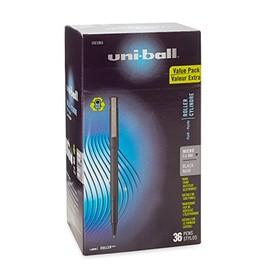 uni-ball Roller Pens, Micro Point (0.5mm), Black, 36 Count