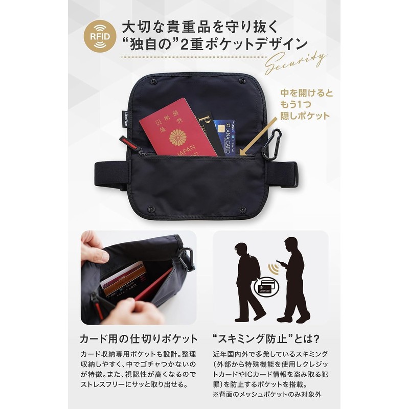 SECURIPO Security Pouch, Anti-Skimming, Thin Waist Pouch, Valuables, Pouch, Convenient