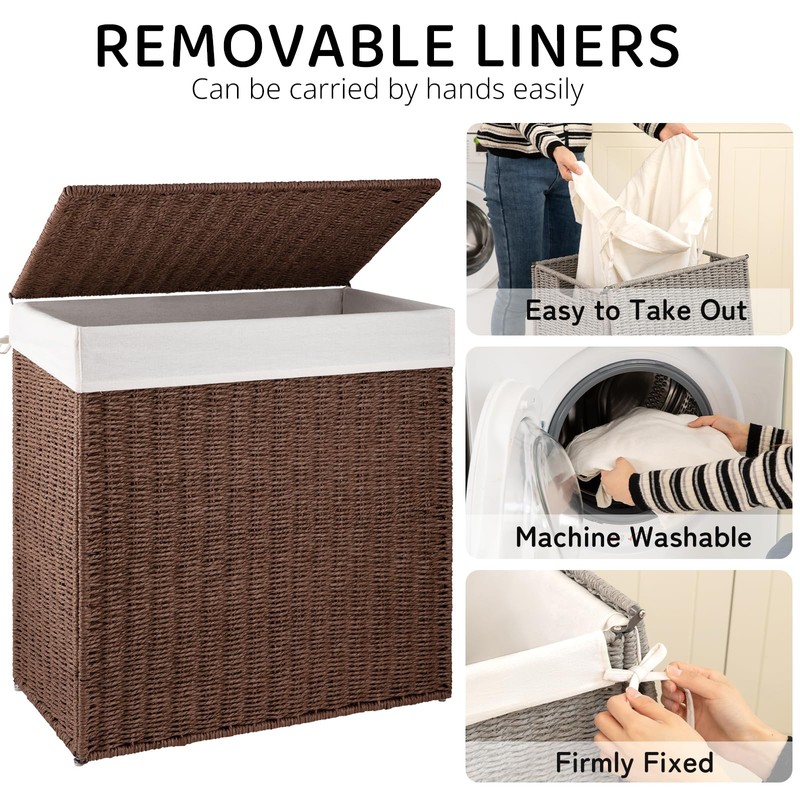 OIAHOMY Laundry Hamper with Lid, 110L(29.1 Gal) Large Wicker Laundry