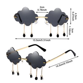 AWAVM 2 Pairs of Rimless Cloud Sunglasses, Retro Irregular Tassel Glasses, Funny Rainy Frameless Sunglasses