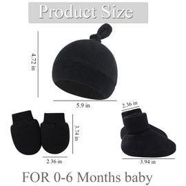 GreatMH 4Set Baby Hat Mittens Socks Set Baby Beanie Hat Gloves Set Hats for Baby Boys Girls Infant 0-6 Months