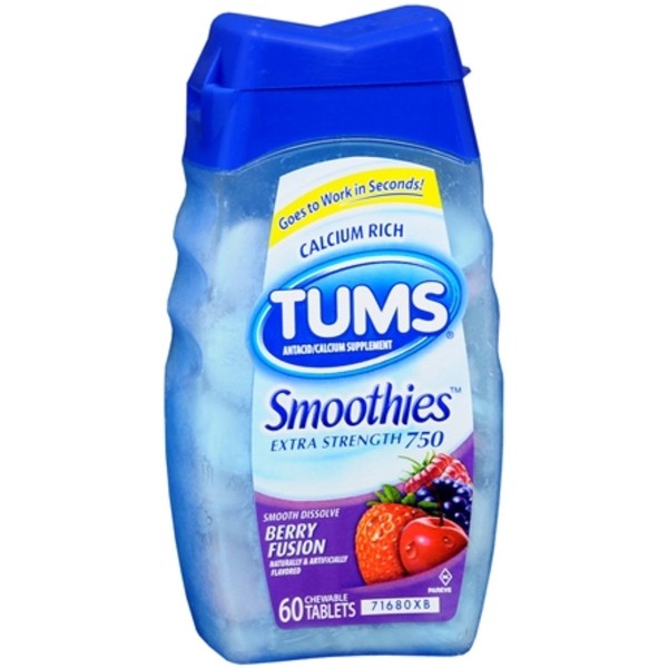 Tums Smooth Brry Fusion Size 60ct Tums Smoothies Berry Fusion Chewable Antacid Calcium Tablets