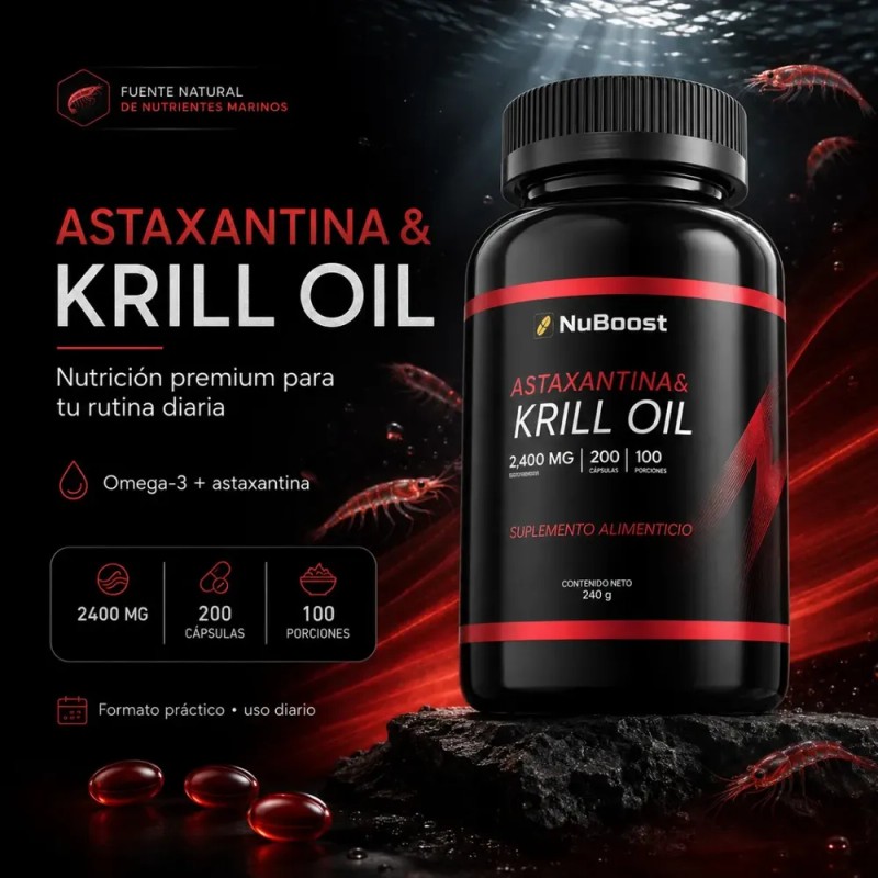 Krill Oil Con Astaxantina 2400 Mg 200 Cápsulas