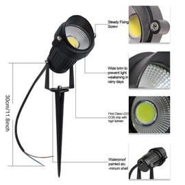 aulyun 4 x 5 W COB LED Garden Spotlight for Outdoor Use IP65 Waterproof Outdoor Garden Pond Park Landscape Warm White/Cool White 85-265 V (Cool White)
