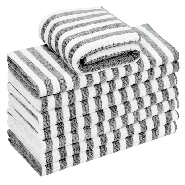 gryeer 8 Pack Microfibre Tea Towels, Super Absorbent, Soft and