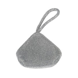 MICHELLE MOON Women's Small Elegant Handbag with Glitter Clutch Glitter for Wedding, Party and Special Occasions Women's Handbag with Removable Shoulder Chain, Silver - Mod. 6056