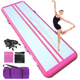 HIJOFUN Tumbling Track Mat 10ft 13ft 16ft 20ft Tumble Track Thick 4/8 Inches Gymnastics Tumbling Mat Inflatable Training Track Mat with Electric Air Pump for Home Use/Tumble/Gym/Training/Indoor