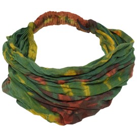 Gheri Cotton Nepalese Binding Dye Hippie Colorful Headwrap Headband - Black / Grey