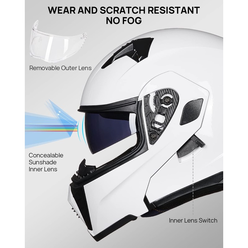 ILM Motorcycle Dual Visor Modular Flip up Full Face Helmet
