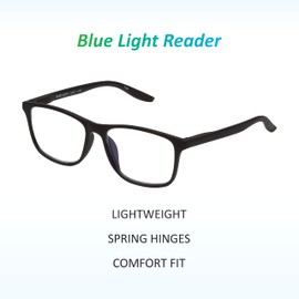 Clear Readers by SAV Eyewear, ECLB01 Blue Light Reading Glasses - Value Priced, Lightweight Frames, Scratch-Resistant Blue Light Lenses (Black, 2.5, Diopters)