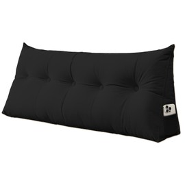 Triangular Wedge Headboard Pillow Bed Rest Backrest, Large Bolster Cushion Removable with Side Pockets Positioning Support for Reading Sitting Daybed Sofa Bunkbed, Brown 100cm (Dark gray-150cm)