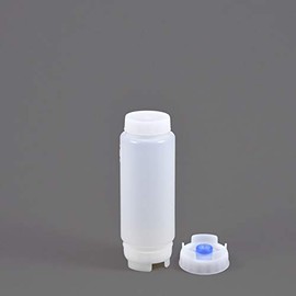 FIFO Squeeze Bottle Refillable 12 oz | Blue Tip Large Valve Dispenser for Thick Condiments, Sauces, Batter and Dressing | Self Sealing No Drip No Hassle | (2 Pack)