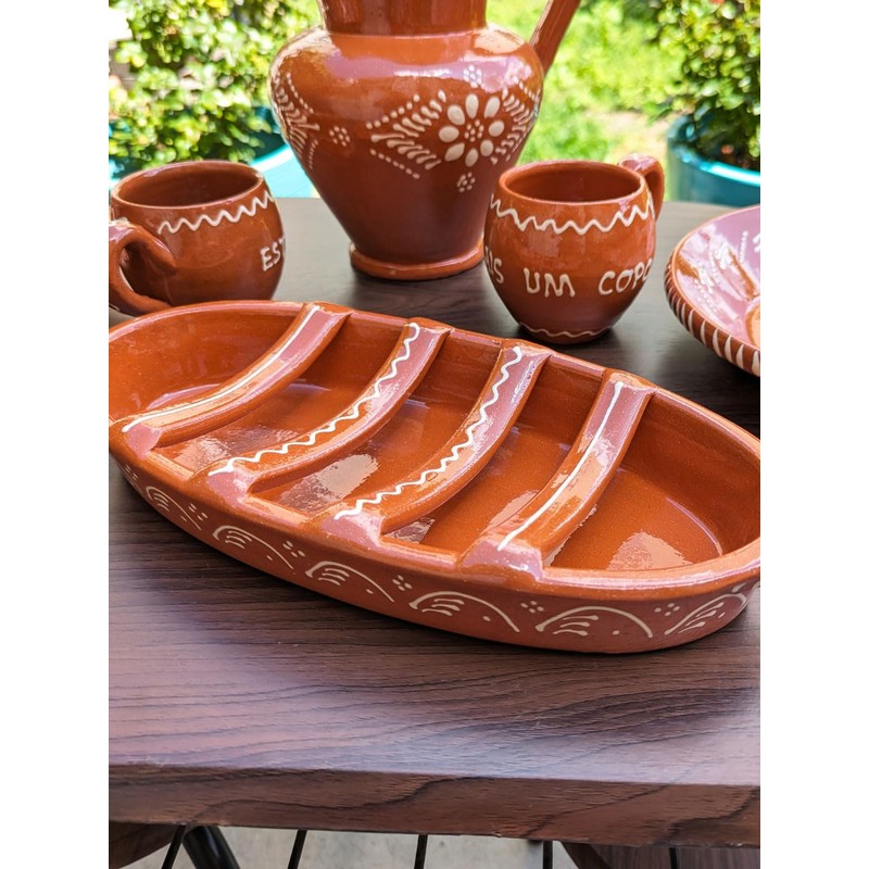 Large Traditional Portuguese Pottery Terracotta Clay Sausage Roaster Made in