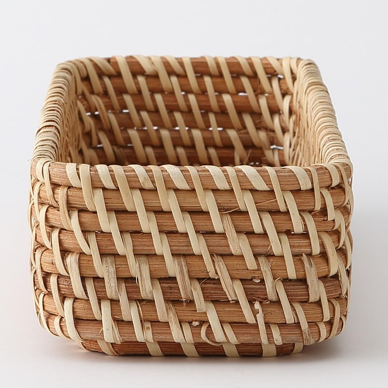 MUJI 37525702 Overlapping Rattan Rectangular Box, Half, Shallow, Width 10.2