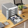 Desktop Drawer Organizer Key Lock, Document Organizer with Removable Labels,