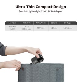 Tonton 12V 1A DC Power Supply for IP/CCTV Security Camera, AC to DC Power Cable, Charger, Output DC 12V 1000mA, Input AC 100V-240V/50 or 60Hz/1A Max, EU Plug, Black