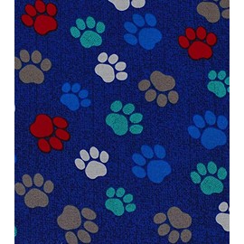 100% Cotton Fabric Sold by The Yard 1 Yard = 36 in. Length ~ Tossed Paw Prints On Navy