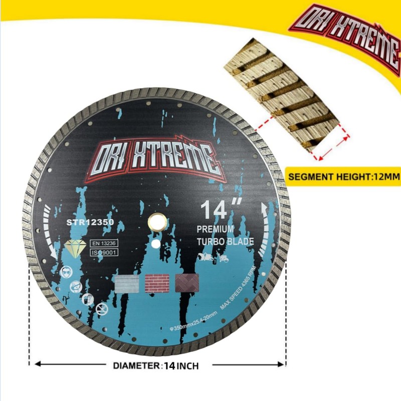 ORIXTREME 14Inch Diamond Saw Blade,Turbo Rim General Purpose Blade Dry/Wet