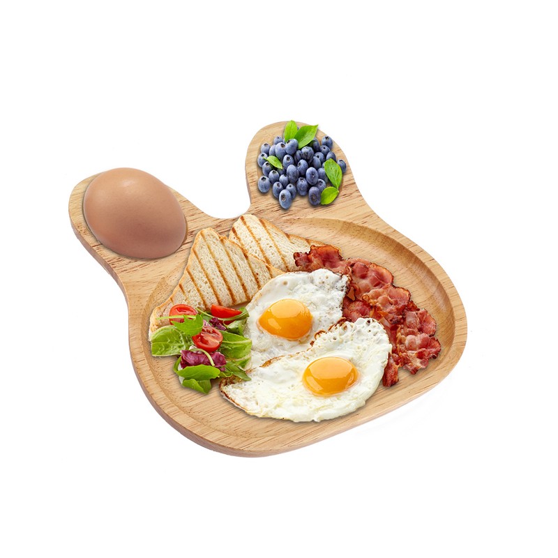 Wooden Plate Child Dessert Snacks Serving Tray Adorable Rabbit Wood