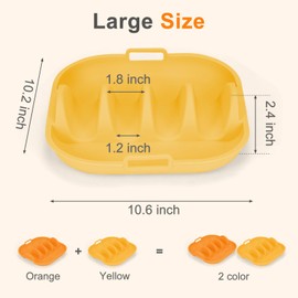 Silicone Taco Holder 2 Pack,Upgrade Reusable Taco Plates with Dividers,Fiesta Tacos Holder Tray.Taco Serving Plates, Dishwasher & Microwave Safe(2, ORANGE+YELLOW)