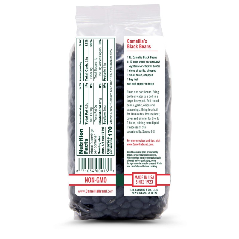 Camellia Brand Dried Black Beans, 1 Pound (Pack of 2)
