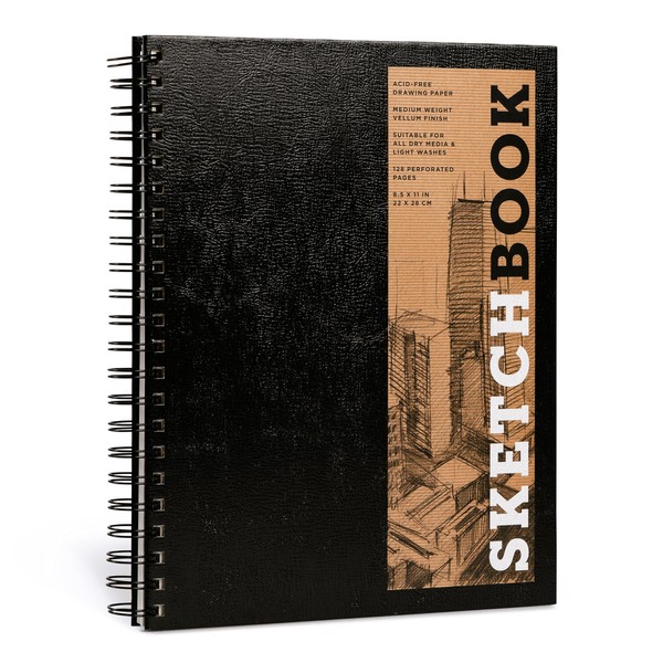 Sketchbook 8.5 x 11" Black Spiral Hardcover Mixed Media Sketchbook