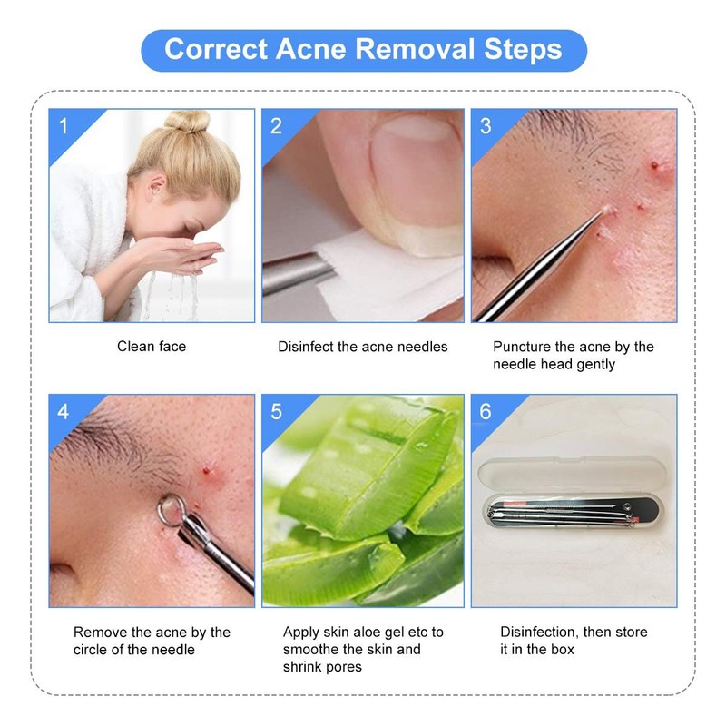 HaimiLiya Pimple Popper Tool Kit-4 Pcs Acne Needle Tools Set-