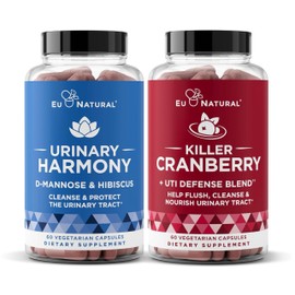 Urinary Tract Supplement Duo, Urinary Harmony + Killer Cranberry, UT Defense blends, D-mannose & Hibiscus + Cranberry, Pine Bark, Propolis & Vitamin D, Clinical Strength Ingredients, 2 X 60 ct