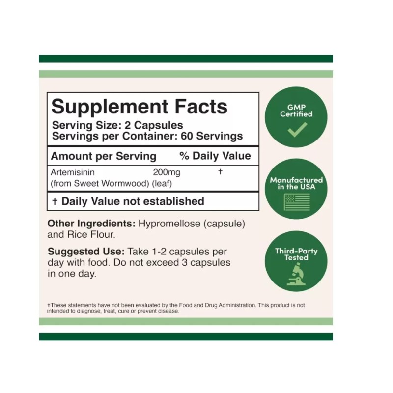 Doctor's Best Doublewood, Artemisinin, 100 mg (200 mg per serving),