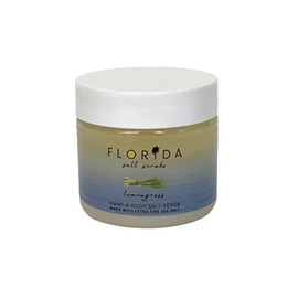 Sea Salt Body Scrub by Florida Suncare - Ocean Salt Body Polish Infused with Marine Algae - Exfoliating Face and Body Scrub - Facial Scrub Exfoliator to Tackle Acne (Lemongrass, 12.1 oz)
