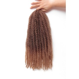 QRHSUKA Marley Twist Braiding Hair 18 Inch Omber Brown Marley Twist Hair 8 Packs Cuban Twist Hair Afro Kinky Curly Crochet Hair Synthetic Marley Hair Extensions (18 Inch(Pack of 8), T33/27)