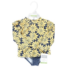 Hudson Baby Unisex Baby Swim Rashguard Set, Yellow Daisy, 6-9 Months