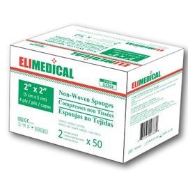 Elimedical Non-Woven Sponge Sterile 2"x2" 4 ply 2pcs/pouch x 50/box S2204