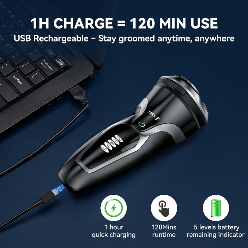 MAX-T Electric Razor for Men, 4D Rotary Shaver Razor for