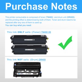 LCL Compatible Toner Cartridge Replacement for Brother TN460 TN-430 TN-460 TN430 6000 Pages DCP-1200 DCP-1400, HL-1030 HL-1230 HL-1240 HL-1250 HL-1270n HL-1430 HL-1435 HL-1440 HL-1450 (2-Pack Black)
