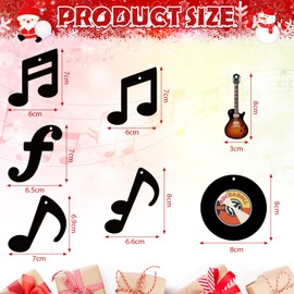 40 Pcs Christmas Music Notes Ornaments Black Retro Music Records Wood Electric Guitar Ornament Music Notes Wall Decor Musical Decorative Hanging Ornaments for Christmas Tree Party Decor