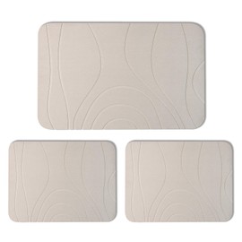 Stone Bath Mat, Diatomaceous Earth Shower Mat, Set of 3, Non-Slip Super Absorbent Quick Drying Bathroom Floor Mat, 24x15, Greyish White