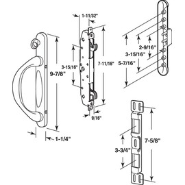 Prime-Line Products C 1307 Mortise System Patio Door Handle Set, Left Hand, White, 1-Pack