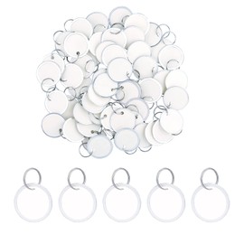 SAVITA Pack of 50 32 mm Round Paper Tags Round Rim Key Tag Round with Split Ring Key Tags Label Key Tags for Keys Luggage Backpacks Key Rings Can Be Written On