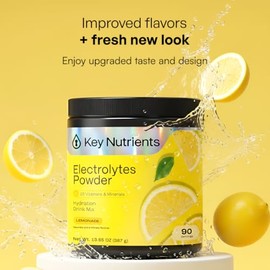 KeyNutrients Electrolitos en polvo limonada cero caloraslimonada rosa en 90, 40 o 20 porciones paquetes de viaje de hidratacin  Electrolitos keto,... 