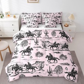Feelyou Kids Full Cowboy 7 Piece Bedding Set Full Size, Wild West Desert Bed in a Bag Kids Wild West Desert Bedding Sets with Quilted Comforter, Flat Sheet, Fitted Sheet, Pillowcases, Pillow Covers