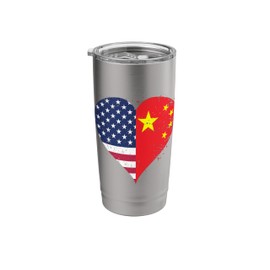 Proud Chinese American on Independence Day A China USA Flag Stainless Steel Insulated Tumbler