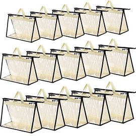 15 Packs Purse Storage Dust Bags for Handbags Clear Handbag Storage Purse Protector Bag Organizers for Handbags Purse Cover Hanging Closet Organizer with Zipper and Handles, 3 Sizes