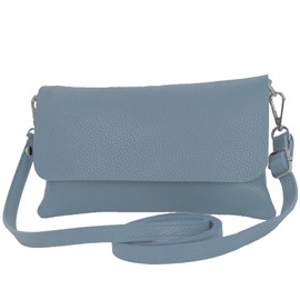 modamoda de T226 Women's Leather Clutch Shoulder Bag Evening Bag Small Handmade in Italy, pigeon blue