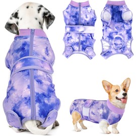 SlowTon Dog Surgery Recovery Suit, Cone E-Collar Alternative After Surgery with Zipper Professional Pet Recovery Shirt Abdominal Wounds Bandages Preventing Licking Spay Suit for Female Male Dog