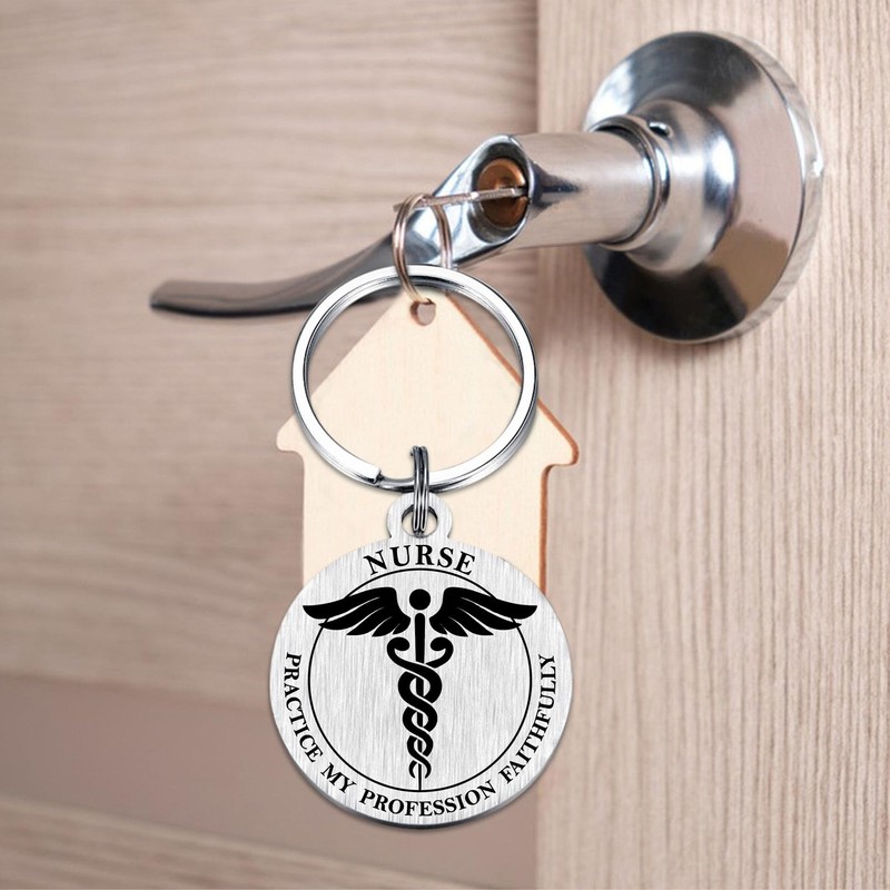 Richesele Nurse Prayer Keychain - Laser Engraved Stainless Steel Gift